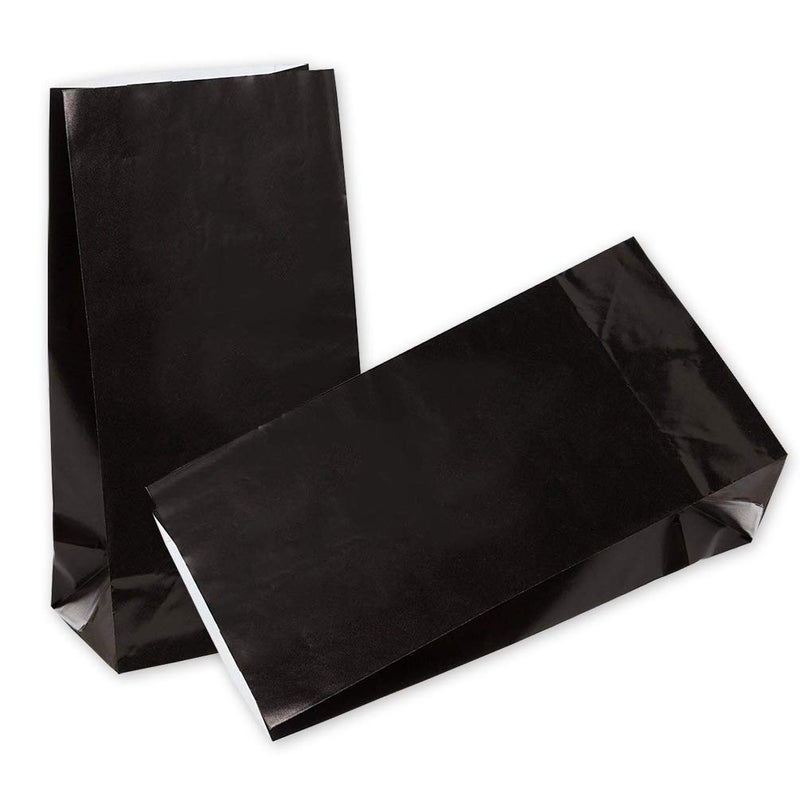 KEYYOOMY 100 CT Small Black Paper Bags Black Party Goodie Bags Party Favor Bag Paper Lunch Bag (100 CT, 3.1 X 5.1 X 9.4 In) - Image 1
